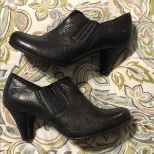 Born concept black heeled booties size 9.